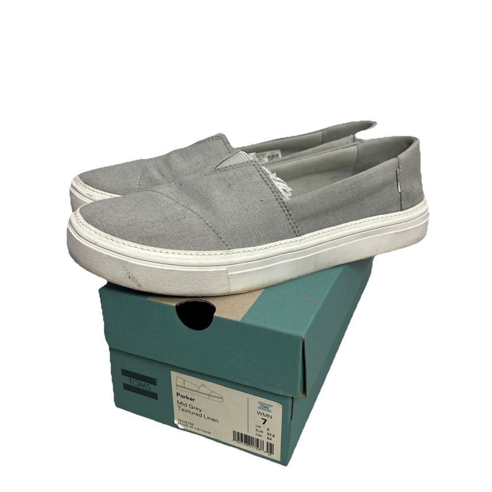 TOMS Parker Linen Slip-On Size 7 Gray Shoe